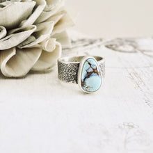 Load image into Gallery viewer, AM – Golden Hill Turquoise Silver Dust Ring (SS) (Size: 7)