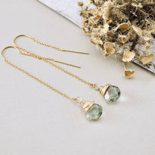 Load image into Gallery viewer, TN Green Amethyst U-Threader Earrings (GF)