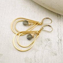 Load image into Gallery viewer, TN Labradorite Double Hoop Earrings (Gold Vermeil)