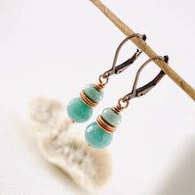 Load image into Gallery viewer, TN Green Quartz Turquoise Earrings (Copper)
