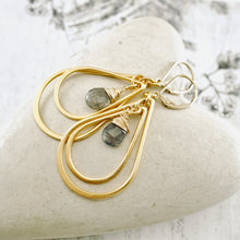 Load image into Gallery viewer, TN Labradorite Double Hoop Earrings (Gold Vermeil)