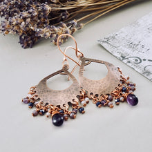 Load image into Gallery viewer, TN Amethyst Chandelier Earrings (Copper)