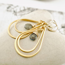 Load image into Gallery viewer, TN Labradorite Double Hoop Earrings (Gold Vermeil)