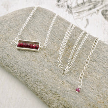 Load image into Gallery viewer, TN Natural Ruby Petite Bar Necklace (Sterling Silver)