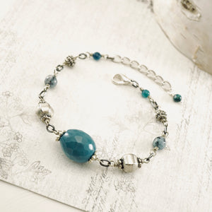 TN Blue Agate & Silver Bracelet (Base metal)