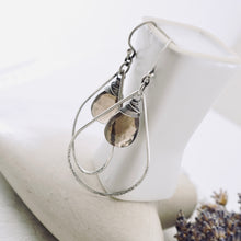 Load image into Gallery viewer, TN Smoky Quartz Big Hoop Earrings (SS)