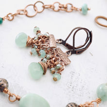 Load image into Gallery viewer, TN Green Chrysoprase Petite Chandelier Earrings (Copper)