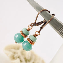 Load image into Gallery viewer, TN Green Quartz Turquoise Earrings (Copper)