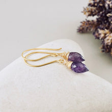 Load image into Gallery viewer, TN Amethyst Drop Earrings (Gold Vermeil)