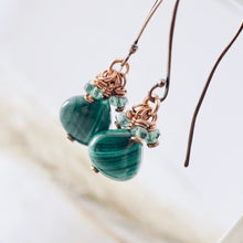 Load image into Gallery viewer, TN Malachite Long Drop Earrings (Copper)