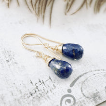 Load image into Gallery viewer, TN Large Lapis Drop Earrings (GF)
