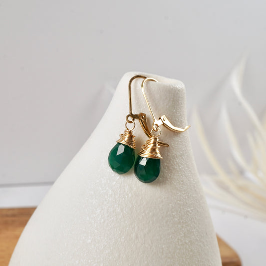 Green Onyx Drop Earrings