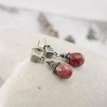 Load image into Gallery viewer, TN Petite Ruby Square Post Earrings (SS)