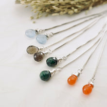 Load image into Gallery viewer, TN Smoky Quartz Threader Box Chain Earrings (SS)