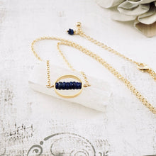 Load image into Gallery viewer, TN Lapis Oval Bar Necklace (Gold-filled)