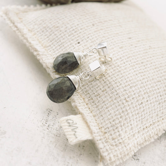 Labradorite Square Post Earrings