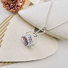 Load image into Gallery viewer, PS - Petite Swings Fired Agate Swivel Drop Pendant (Sterling)