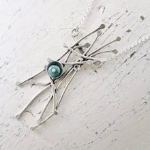 Load image into Gallery viewer, AM - Whimsical Trellis Turquoise Garden Necklace (Sterling)