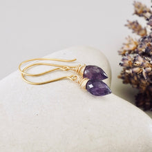Load image into Gallery viewer, TN Amethyst Drop Earrings (Gold Vermeil)