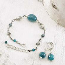 Load image into Gallery viewer, TN Blue Agate &amp; Silver Bracelet (Base metal)