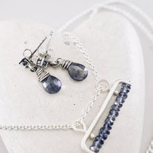 Load image into Gallery viewer, AM - Iolite Movable Bar Necklace (Sterling Silver)