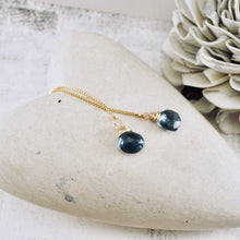 Load image into Gallery viewer, TN London Blue Topaz Threader Earrings (GF)