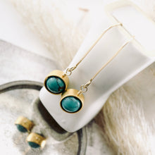 Load image into Gallery viewer, TN Green Turquoise Globe Earrings (Gold-filled)
