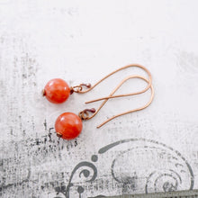 Load image into Gallery viewer, TN Hot Pink Agate Long Earrings (Copper)
