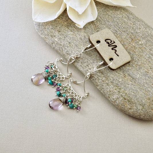 Ametrine Bouquet Chandelier Earrings