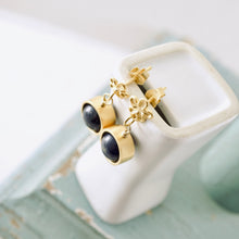 Load image into Gallery viewer, TN Lapis Orbit Flower Post Earrings (Gold Vermeil)