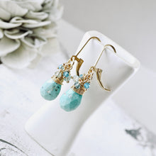 Load image into Gallery viewer, TN Natural Turquoise Faceted Drop Earrings (GF)