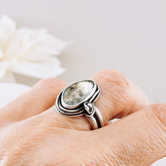 Moss Aquamarine Ring (size 6.5)
