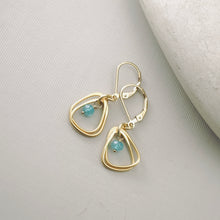 Load image into Gallery viewer, TN Rounded Triangle & Blue Jade Hoop Earrings