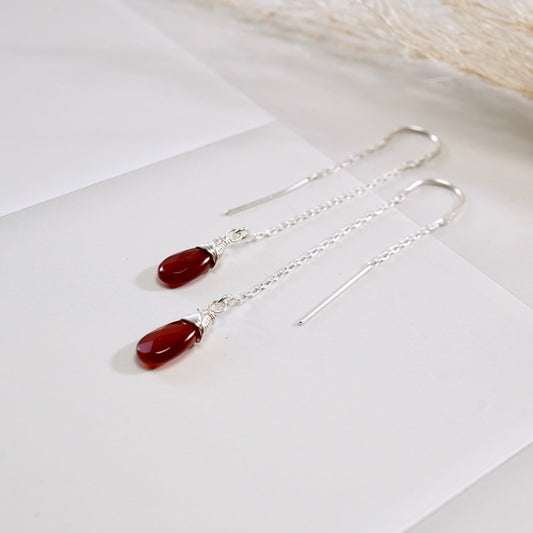 Carnelian U-Threader Drop Earrings