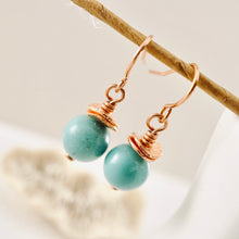 Load image into Gallery viewer, TN Green Turquoise Cornflake Earrings (Copper)