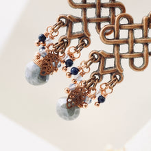 Load image into Gallery viewer, TN Long Pretzel Labradorite & Lapis Chandelier Earrings (Copper)