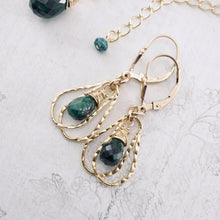 Load image into Gallery viewer, TN Petite Emerald Double Hoop Earrings (Gold-filled)