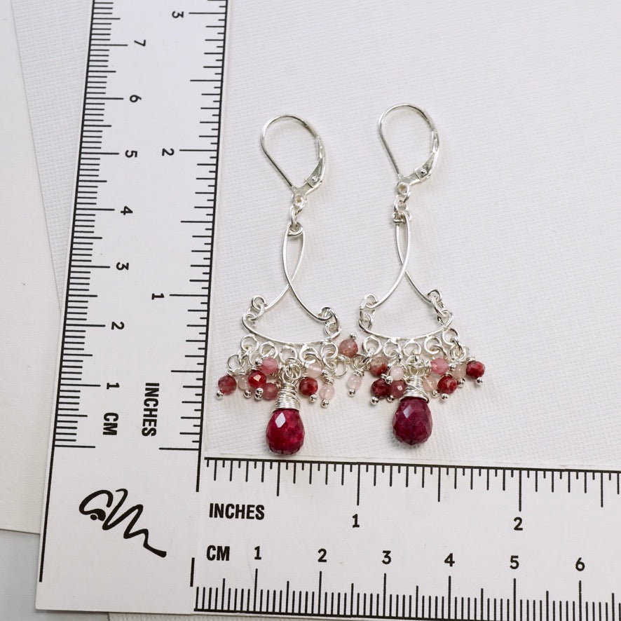 Ruby Blush Bouquet Chandelier Earrings