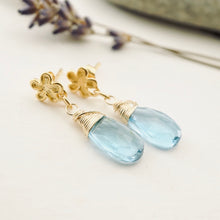 Load image into Gallery viewer, TN Premium Blue Topaz Drop Earrings (GF)