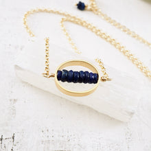 Load image into Gallery viewer, TN Lapis Oval Bar Necklace (Gold-filled)