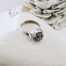 Load image into Gallery viewer, AM – Gray Druzy Statement Ring (SS) (Size: 8)