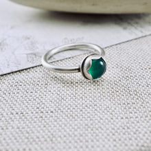 Load image into Gallery viewer, AM – Green Onyx Stacking Ring (SS) (Size: 7)