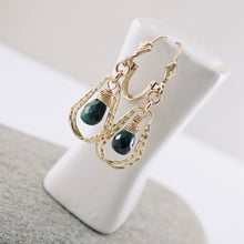 Load image into Gallery viewer, TN Petite Emerald Double Hoop Earrings (Gold-filled)