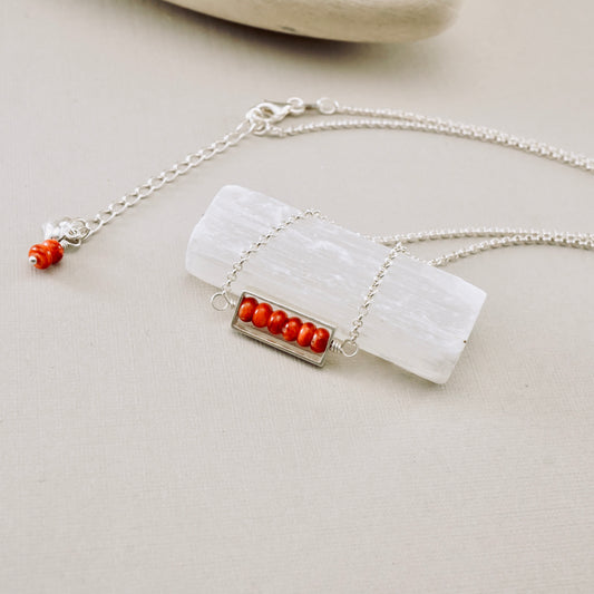 Spiny Oyster Petite Bar Necklace