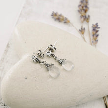 Load image into Gallery viewer, TN Petite Rose Quartz & Cz Post Earrings (SS)
