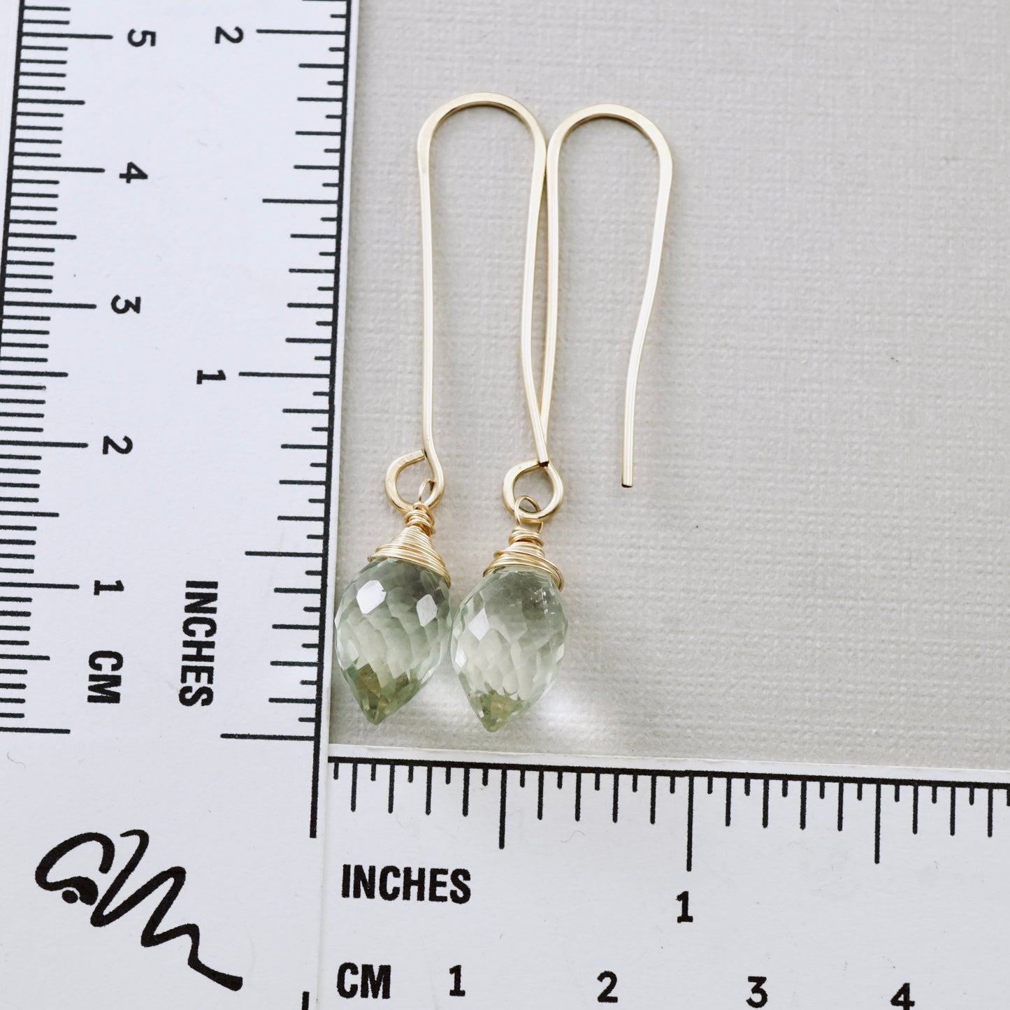 Green Amethyst Long Earrings