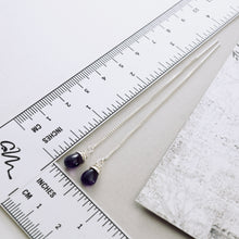 Load image into Gallery viewer, TN Amethyst Threader Box Chain Earrings (SS)