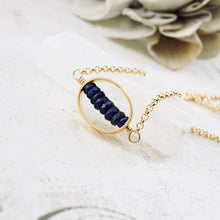 Load image into Gallery viewer, TN Lapis Oval Bar Necklace (Gold-filled)