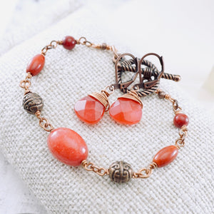 TN Jade and Coral Bracelet (Copper)