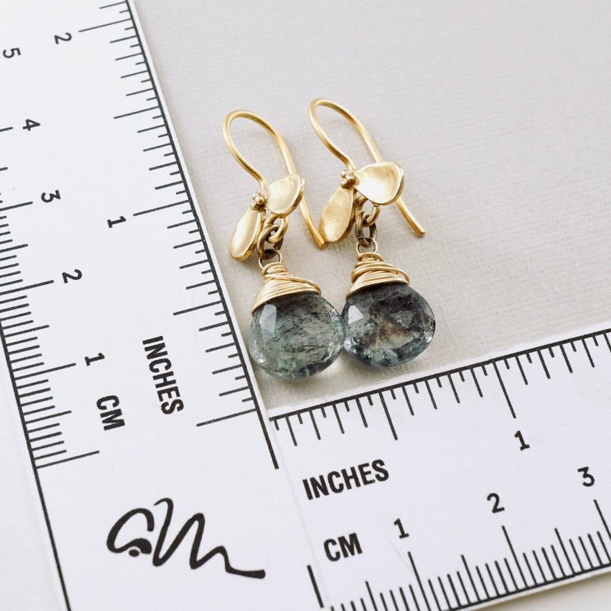 Moss Aquamarine Ladybug Earrings